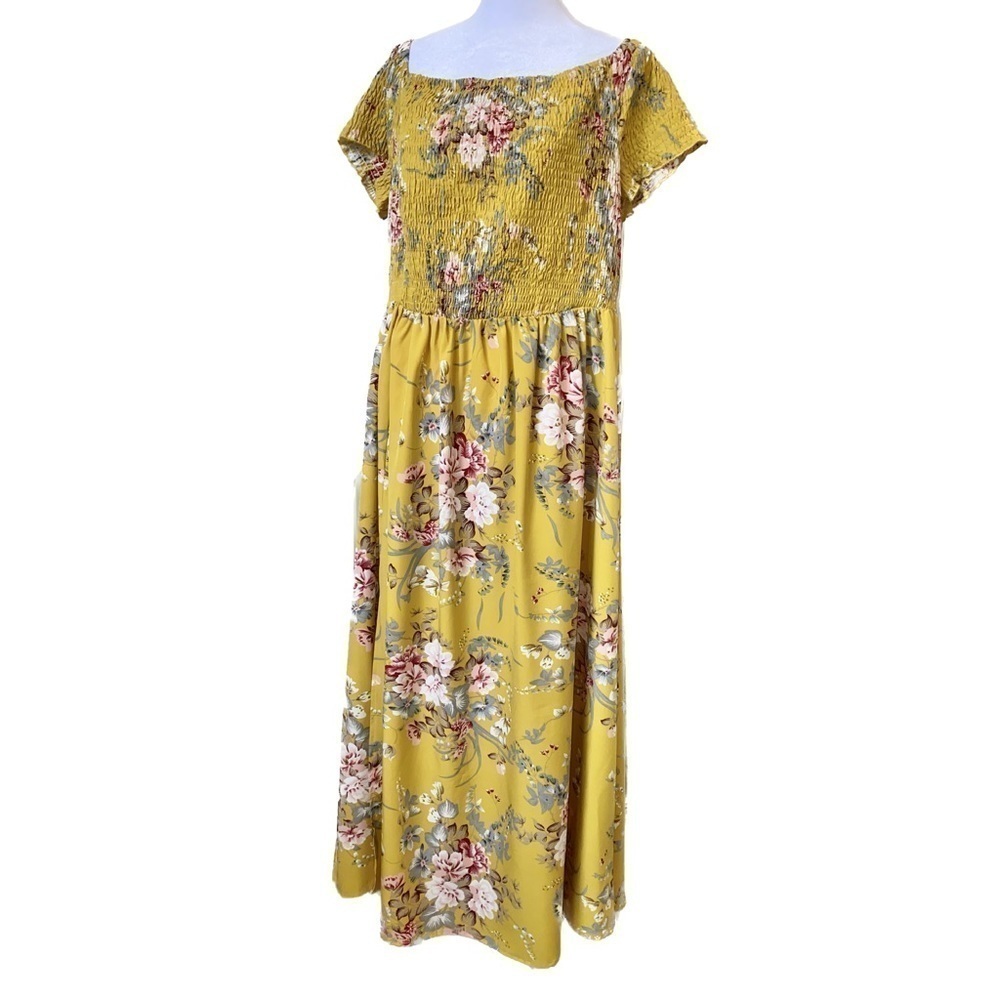 SHEIN Super Cute Off-the-shoulder Floral Summer Dress with Front Slit Size 2X - Picture 6 of 12